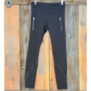 Lululemon Inspire Tight II Black Leggings Mesh Panel Size 4